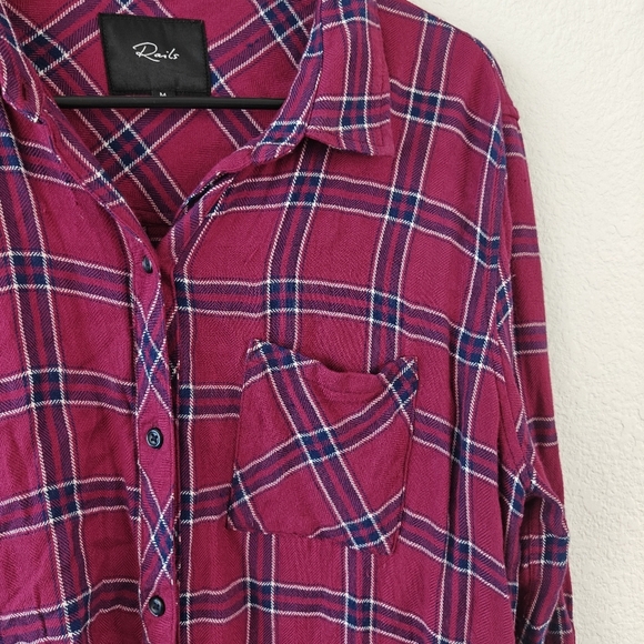 Rails Hunter Plaid Button Down Long Sleeve Shirt In Cranberry Size M - Picture 5 of 12
